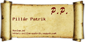 Pillár Patrik névjegykártya